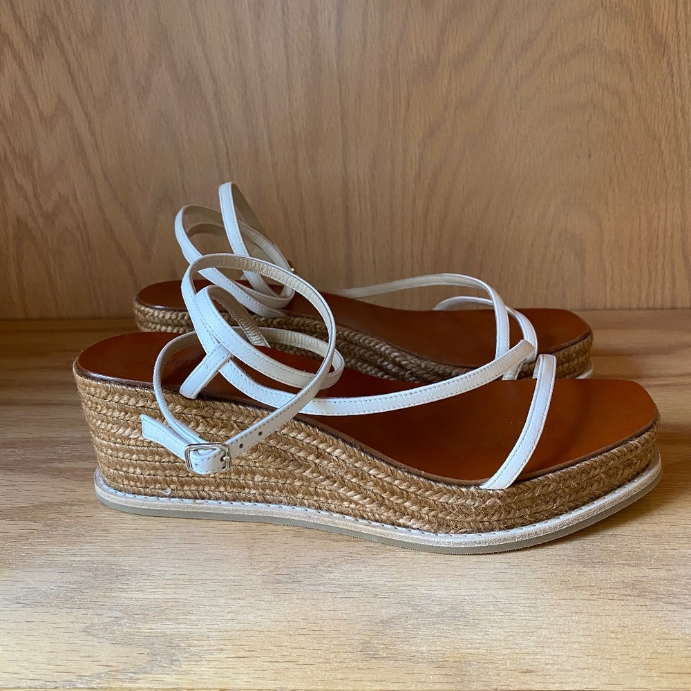 Authentic Jimmy Choo Dania White Wedge Sandals Size 6.5